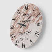 Luxe Roze Roze Glitter Marmer Aanpassen Grote Klok (Hoek)