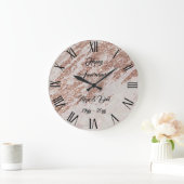 Luxe Roze Roze Glitter Marmer Aanpassen Grote Klok (Huis)