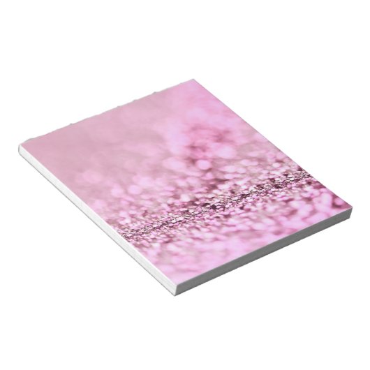 Luxe roze roze roodbruin glitter notitieblok (Schuin)