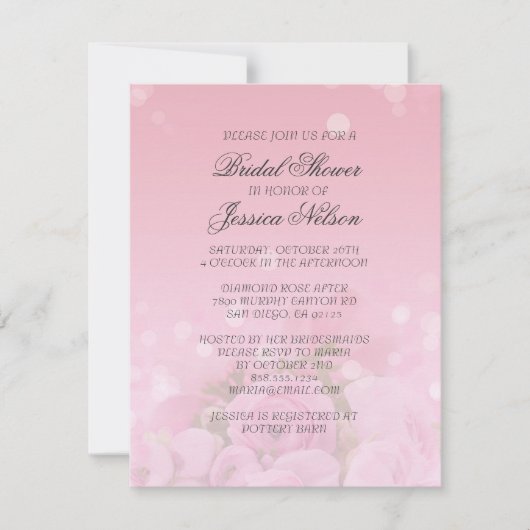 Luxe roze rozen boeket bruids uitnodiging (Voorkant)