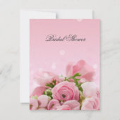 Luxe roze rozen boeket bruids uitnodiging (Achterkant)