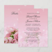 Luxe roze rozen boeket bruids uitnodiging (Voorkant / Achterkant)