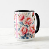 Luxe Roze Rozen Mooie Moderne Collectie Mok (Voorkant rechts)