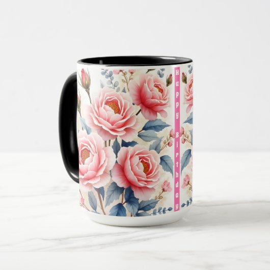 Luxe Roze Rozen Mooie Moderne Collectie Mok (Voorkant links)