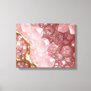 Luxe Roze Rozenkwarts Geode Canvas Wandkunst voor Afdruk