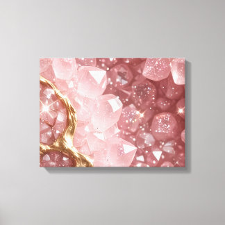 Luxe Roze Rozenkwarts Geode Canvas Wandkunst voor Afdruk