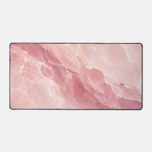 Luxe Roze Rozenkwarts Marmer Abstract Patroon Bureaumat