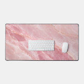 Luxe Roze Rozenkwarts Marmer Abstract Patroon Bureaumat (Keyboard & Muis)
