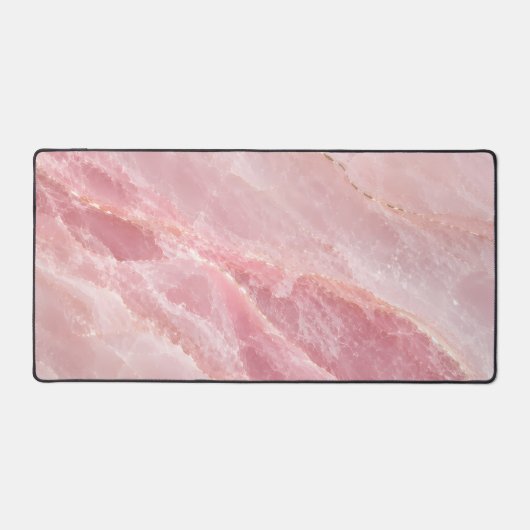 Luxe Roze Rozenkwarts Marmer Abstract Patroon Bureaumat (Voorkant)