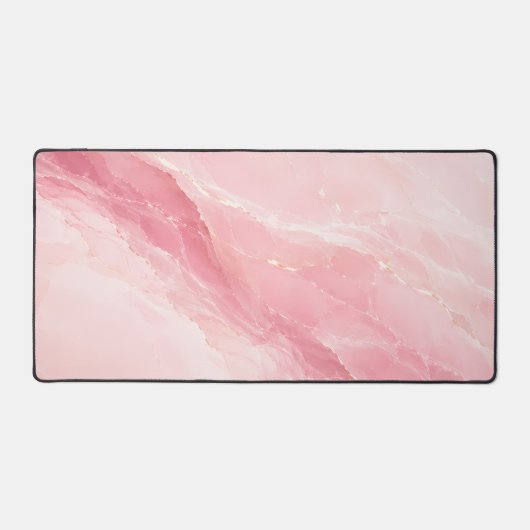 Luxe Roze Rozenkwarts Marmer Bureaumat (Voorkant)