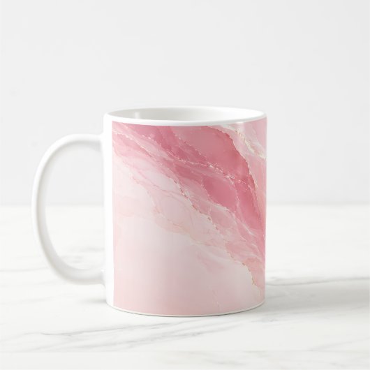 Luxe Roze Rozenkwarts Marmer Koffiemok (Links)