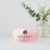 Luxe Roze Schoonheidssalon Visitekaartje (Staand voorkant)