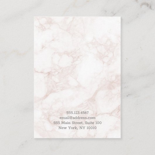 Luxe roze sierjuwelen oorscherm visitekaartje (Achterkant)