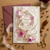 Luxe Roze Tulp Goud Barok Bruiloft Groot Kaart