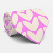 Luxe roze Valentijnsdag Stropdas met hartjes Manne (Opgerold)