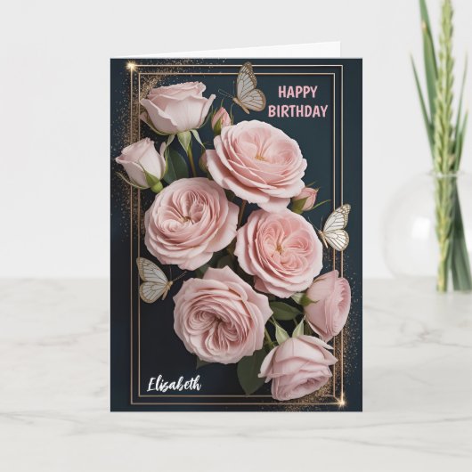 Luxe Roze Verjaardag Kaart (Voorkant)