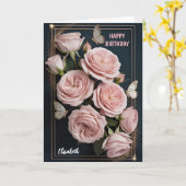 Luxe Roze Verjaardag Kaart (Gele Bloem)