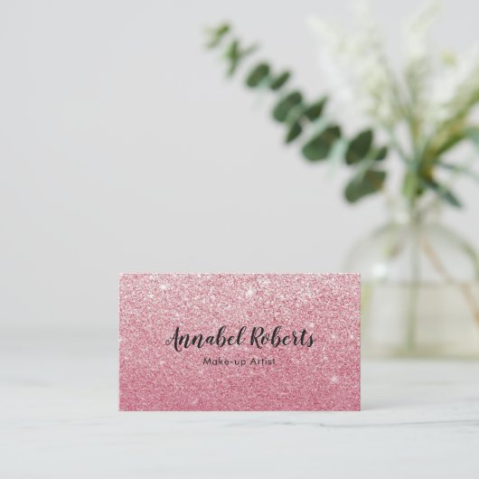 Luxe roze visitekaartje (Staand voorkant)