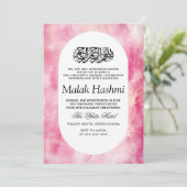 Luxe Roze Waterverf Baby Islamitische Aqiqa Aqeeqa Kaart (Staand voorkant)