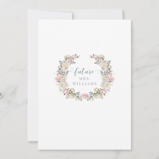 Luxe Roze Wit Bloemen Bruids Douche Uitnodiging (Achterkant)