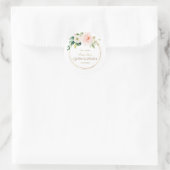 Luxe Roze Witte Bloemen Gouden Quinceañera Ronde Sticker (Tas)