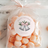 Luxe Roze & Zilver Glitter Klinkende Bellen Custom Ronde Sticker