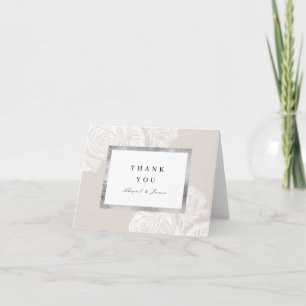 Luxe roze zilver neutraal vintage botanische bruil bedankkaart