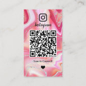 LUXE Roze & Zwart Instagram Marmeren Agaat QR Visitekaartje (Achterkant)