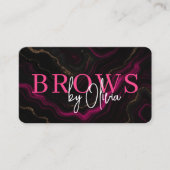 Luxe Roze Zwart Marmer Brows QR Code Visitekaartje (Voorkant)