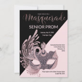 Luxe roze zwart zilver glitter Masquerade Galabal  Kaart (Voorkant)