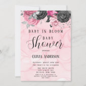 Luxe roze zwarte Baby in het Baby shower Bloom Kaart (Voorkant)