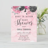 Luxe roze zwarte Baby in het Baby shower Bloom Kaart (Staand voorkant)