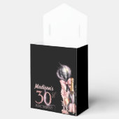 Luxe roze zwarte champagne 30e verjaardag bedankdoosjes (Geopend)