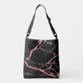 Luxe roze zwarte marmer Voeg tekst toe Crossbody Tas (Achterkant)
