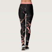 Luxe roze zwarte marmer Voeg tekst toe Leggings (Achterkant)