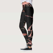 Luxe roze zwarte marmer Voeg tekst toe Leggings (Links)