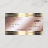 Luxe Rozen goud met glanzende diamanten en Logo Visitekaartje (Achterkant)