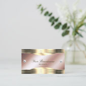 Luxe Rozen goud met glanzende diamanten versierd Visitekaartje (Staand voorkant)