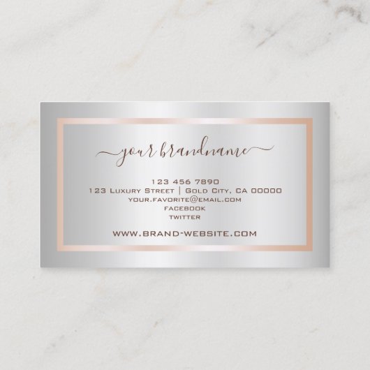 Luxe Rozen gouden en zilveren shimmer diamanten Visitekaartje (Achterkant)