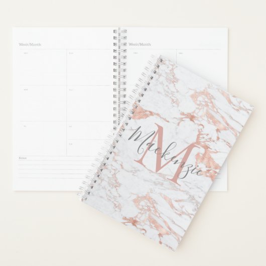 Luxe Rozen goudfolie | Marmeren monogram Planner (Display)