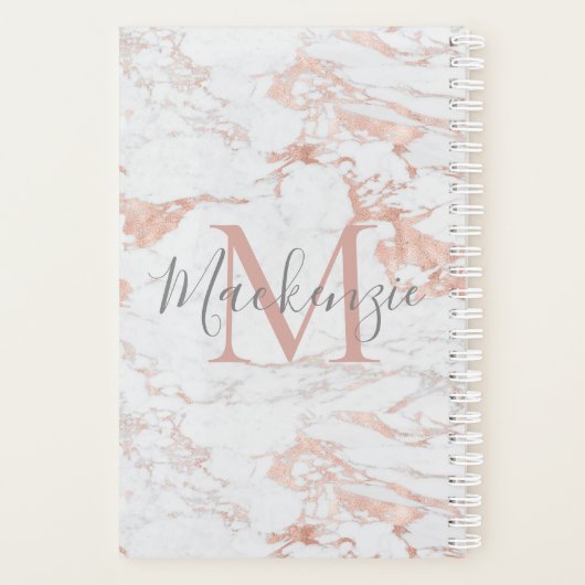 Luxe Rozen goudfolie | Marmeren monogram Planner (Achterkant)