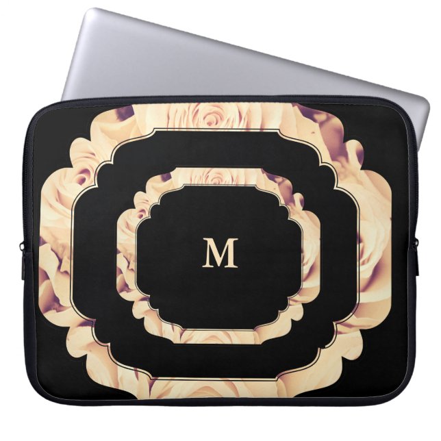 Luxe  Rozen, monogrammen Laptop Sleeve (Voorkant)