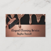 Luxe Rozen Schoonmaakdiensten Elegante Dienstbode Visitekaartje (Voorkant)