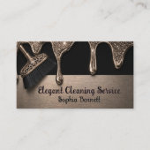 Luxe Rozen Schoonmaakdiensten Elegante Dienstbode Visitekaartje (Voorkant)