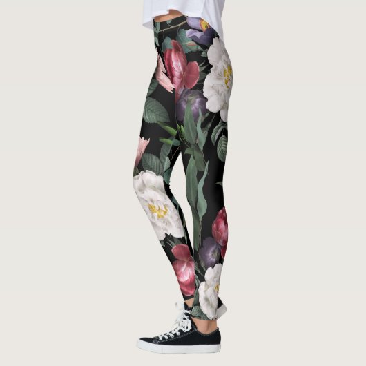 Luxe rozen tuin-nachtbloemen leggings (Links)