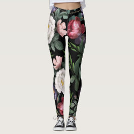 Luxe rozen tuin-nachtbloemen leggings