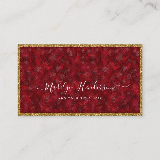 Luxe Ruby Gold Lijst QR Code Social Media Icons Visitekaartje (Voorkant)