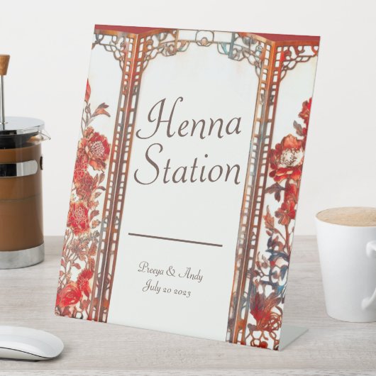 Luxe Ruby Indian Henna Station Reclamebord Met Voetstuk (Insitu)