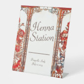Luxe Ruby Indian Henna Station Reclamebord Met Voetstuk (Voorkant)
