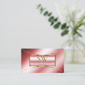 Luxe Ruby Red Gold Decor met monogram en foto Visitekaartje (Staand voorkant)